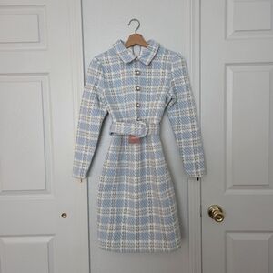 🏷 Ivy City Co. The Mckayla Dress Tweed Pearl Gold Buttons New Belted